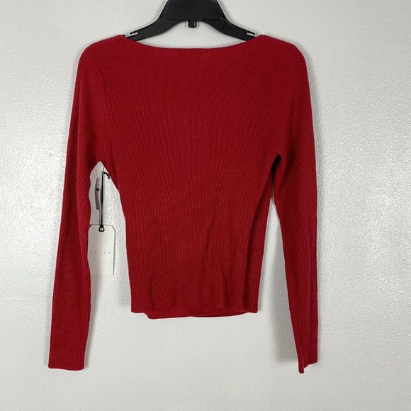 LEITH RIB WRAP SWEATER LONG SLEEVE TOP KNIT RED S - Picture 9 of 9